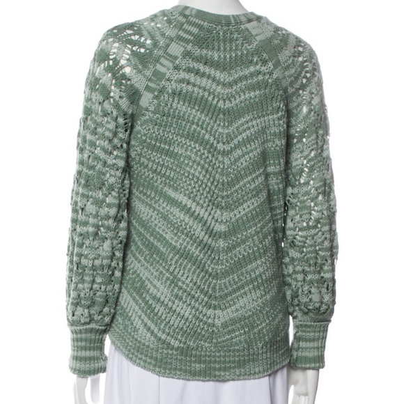 Jonathan Simkhai Adeline Crochet Sleeve V-Neck Cardigan Grandpa Sweater - Picture 7 of 9